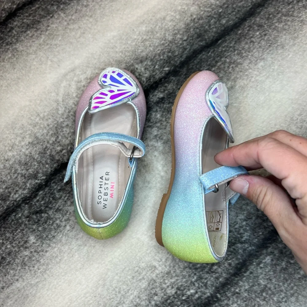 Sophia Webster Mini Butterfly Iridescent Rainbow Glitter Flats Infant Baby